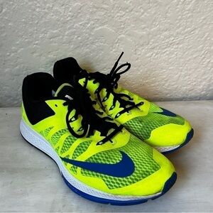 Nike Men's Neon Yellow and Blue Athletic Running Shoes
